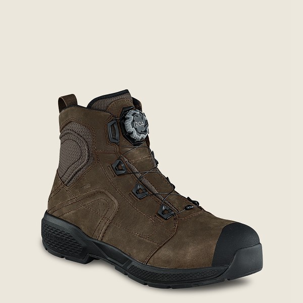 Mens Red Wing Exos Lite - 6-inch Waterproof Toe - Safety Boots Dark Brown - WHR593720
